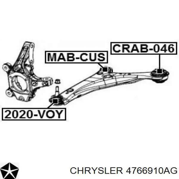 4766910AG Chrysler barra oscilante, suspensión de ruedas delantera, inferior derecha