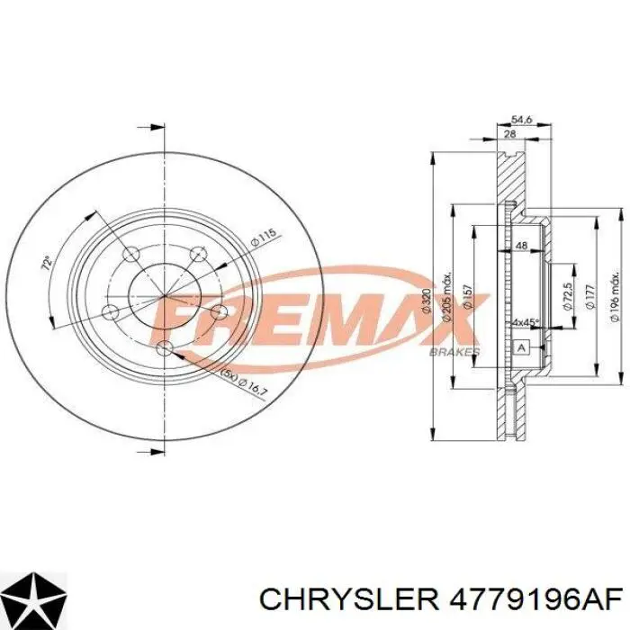 4779196AF Chrysler disco de freno delantero