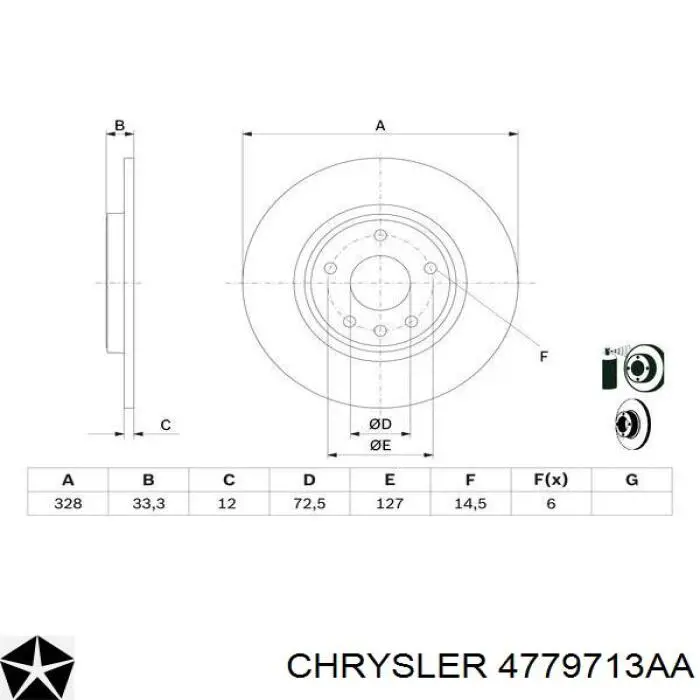 4779713AA Chrysler disco de freno trasero