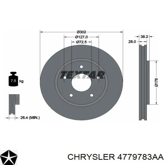 4779783AA Chrysler disco de freno delantero