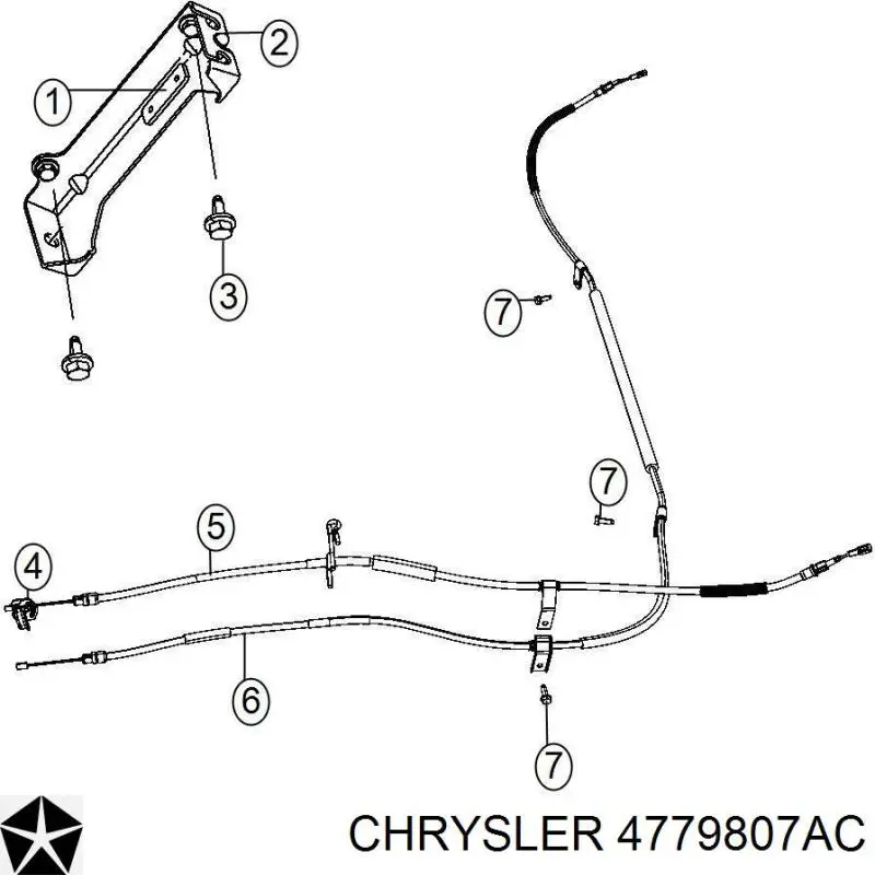 4779807AC Chrysler cable de freno de mano trasero derecho