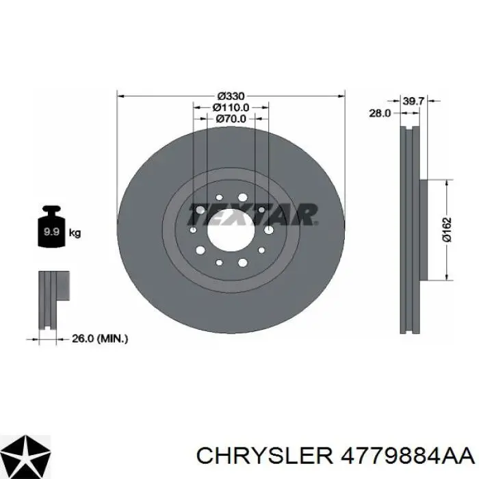 Comprar 4779884AA Chrysler Freno de disco delantero