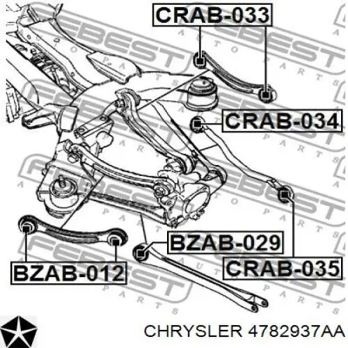 4782937AA Chrysler brazo de suspension trasera izquierda