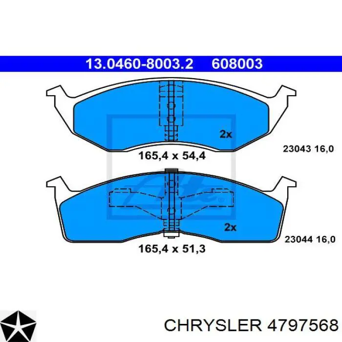 4797568 Chrysler pastillas de freno delanteras