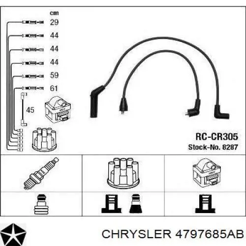 4797685AB Chrysler cables de bujías