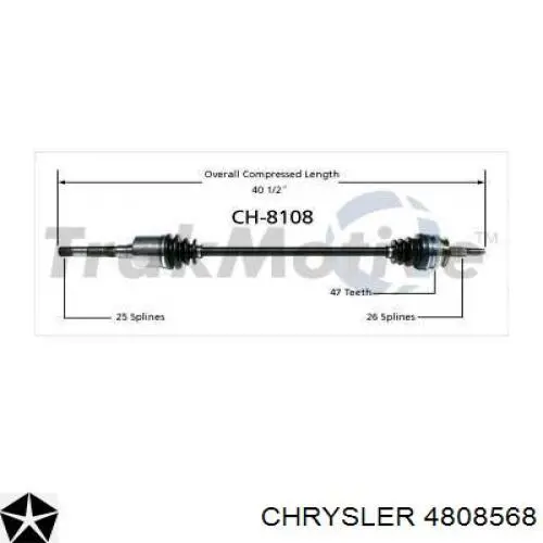 4808568 Chrysler árbol de transmisión delantero derecho