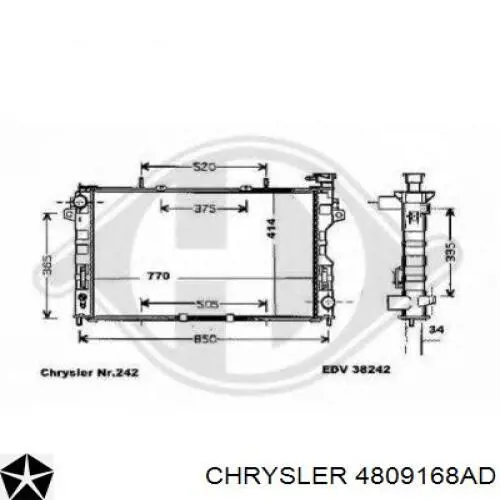 4809168AD Chrysler radiador