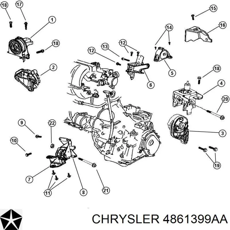 4861399AA Chrysler soporte de motor derecho