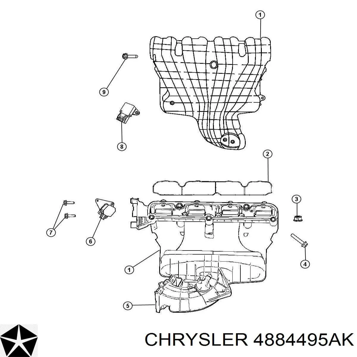 4884495AK Chrysler colector de admisión, suministro de aire