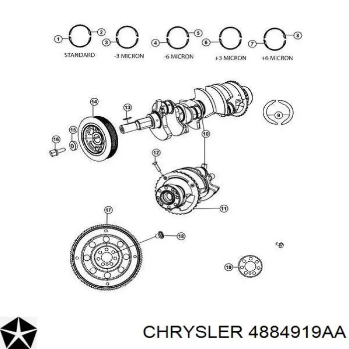 1052A540 Mitsubishi Juego de cojinetes de cigüeñal, estándar, STD
