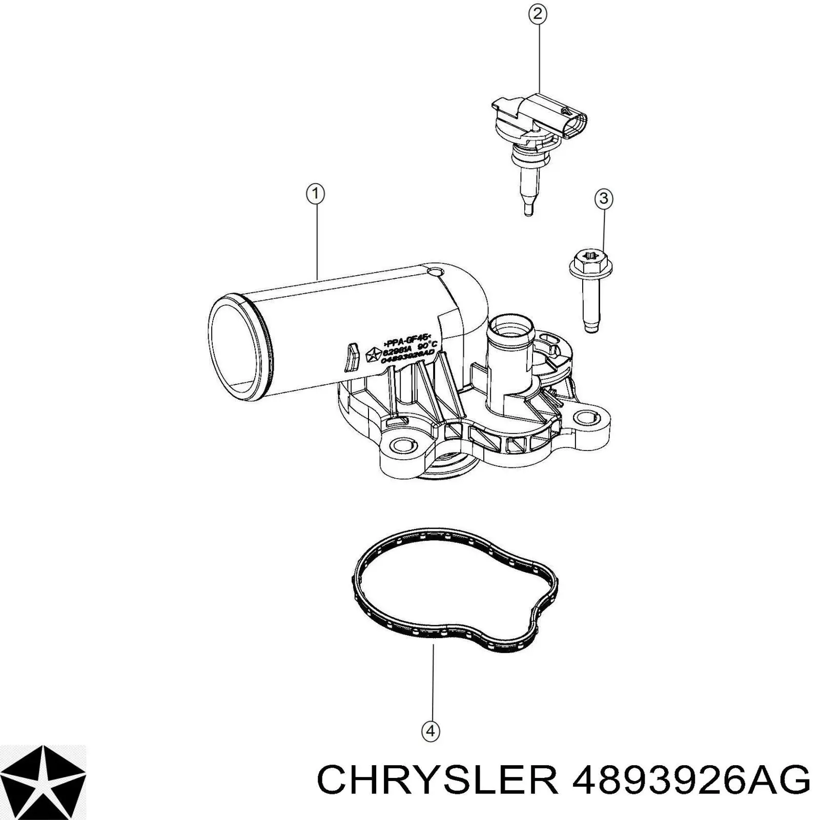 Caja termostato Chrysler 04893926AF