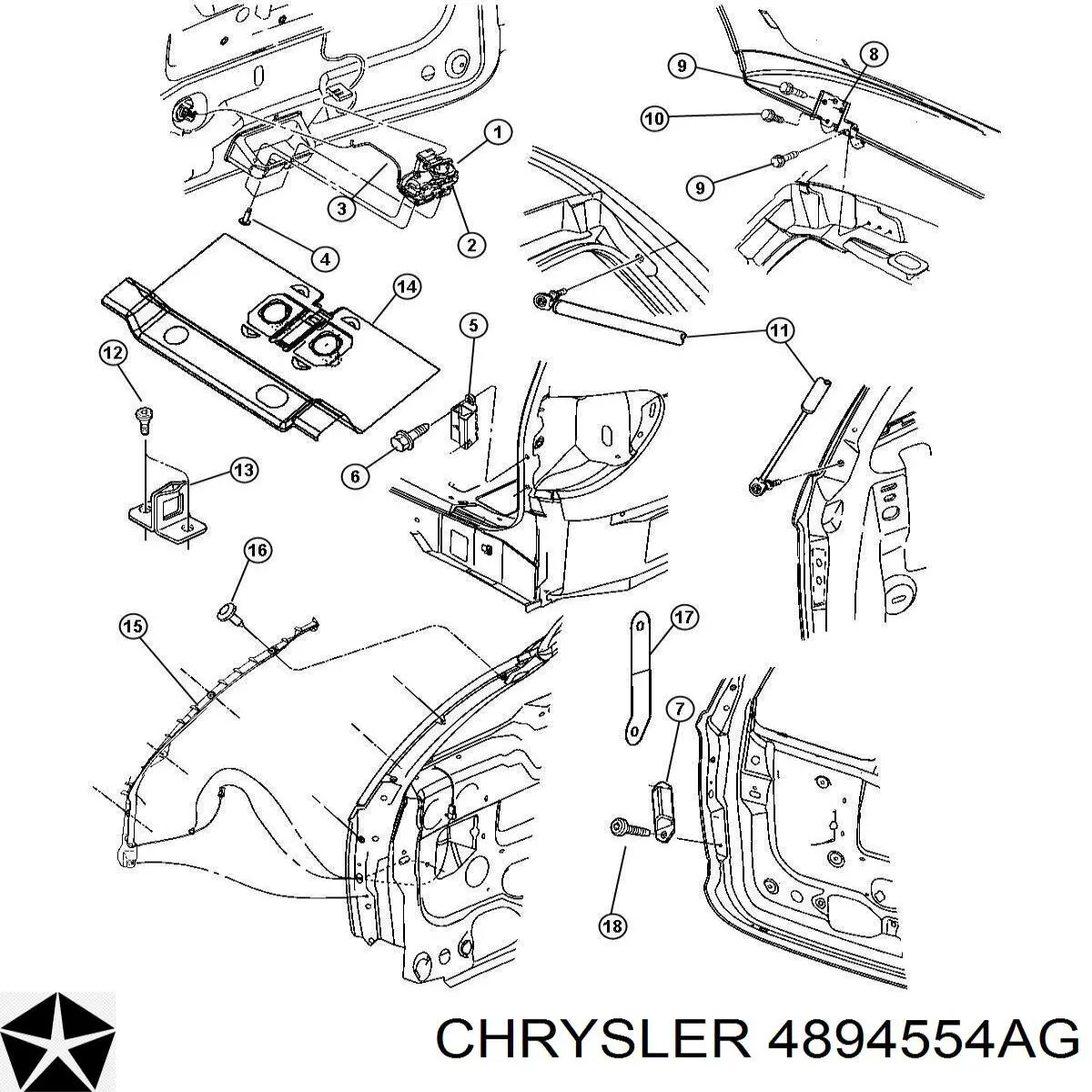 4894554AG Chrysler amortiguador de maletero