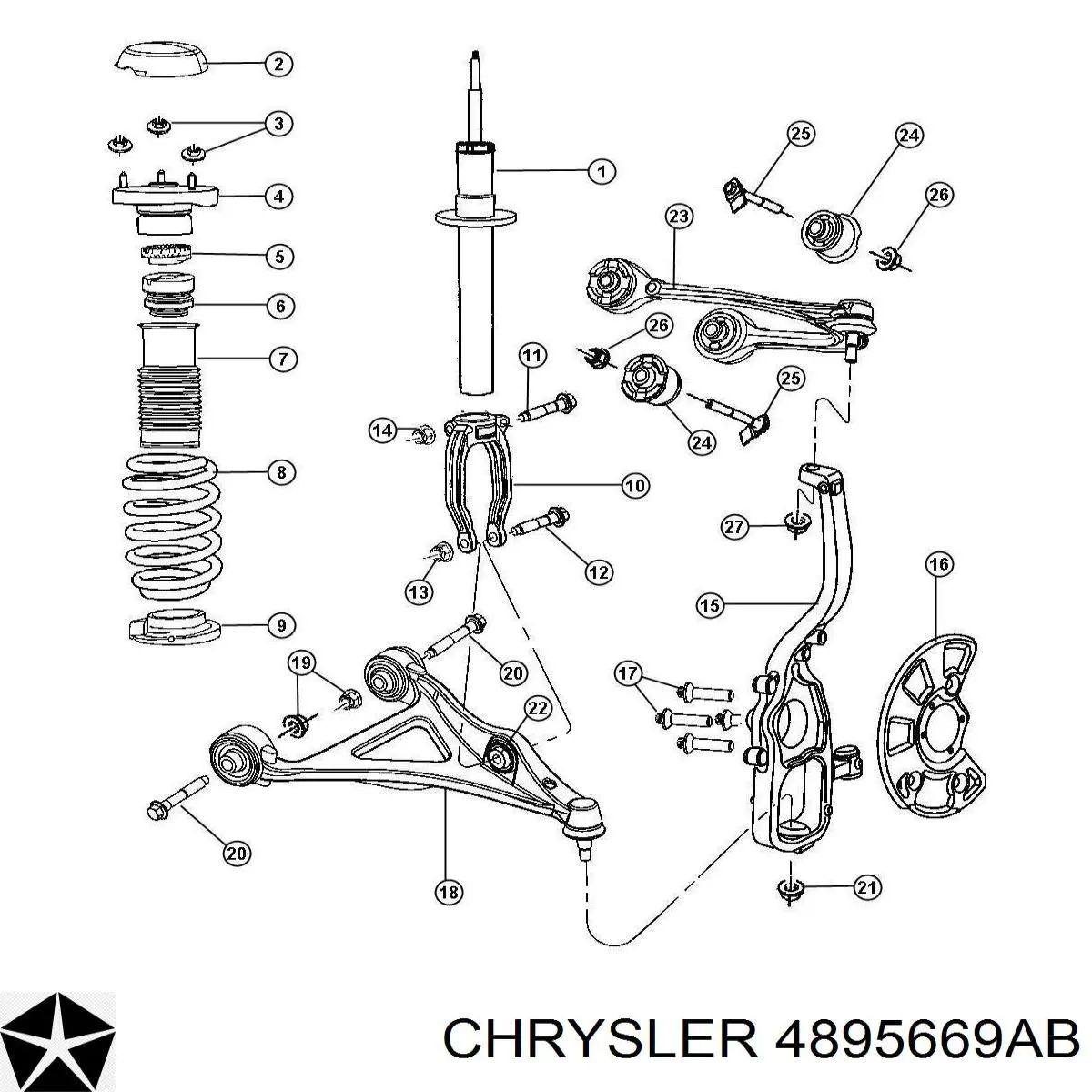 4895669AB Chrysler barra oscilante, suspensión de ruedas delantera, superior izquierda