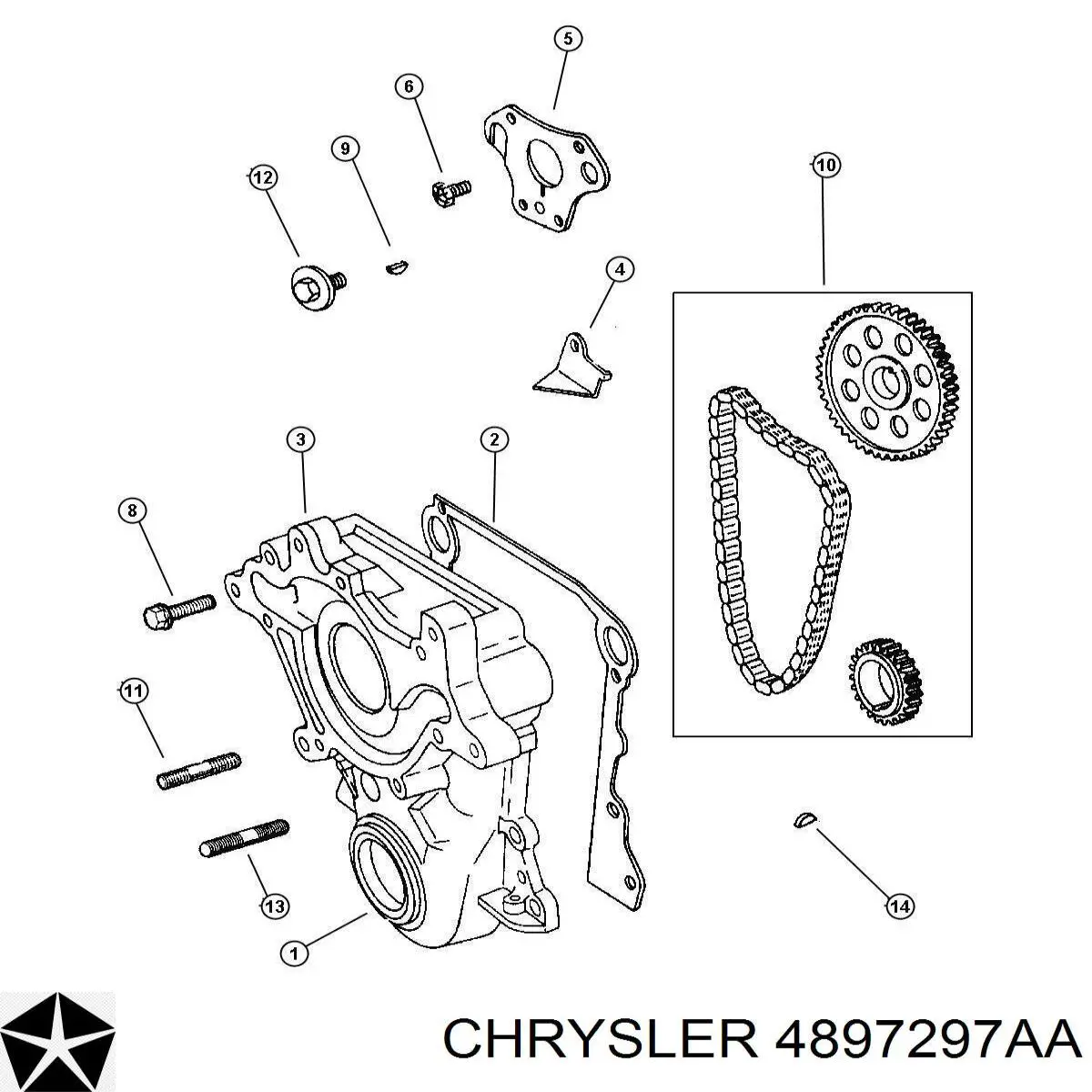 4897297AA Chrysler anillo retén, cigüeñal frontal