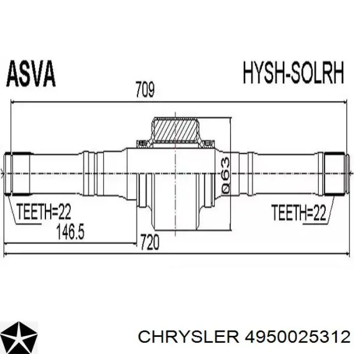 4950025312 Chrysler árbol de transmisión delantero derecho