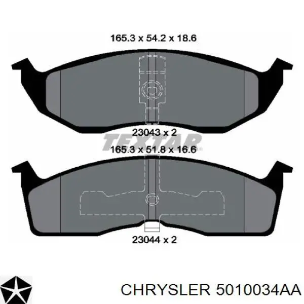 5010034AA Chrysler pastillas de freno delanteras