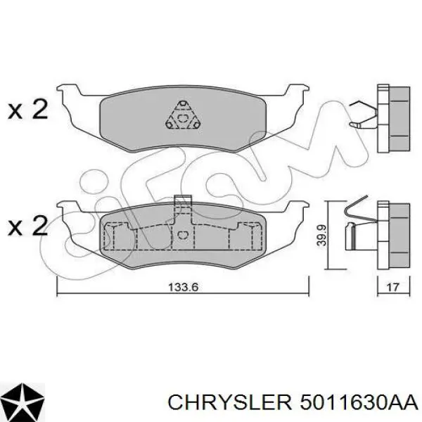 5011630AA Chrysler pastillas de freno traseras