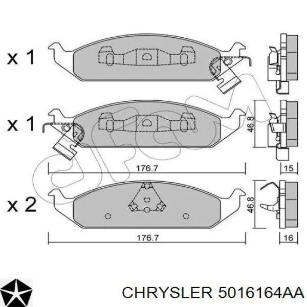 5016164AA Chrysler pastillas de freno delanteras