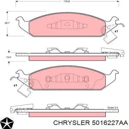 5016227AA Chrysler pastillas de freno delanteras