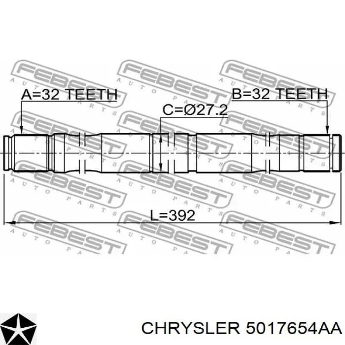 05017654AA Chrysler árbol de transmisión delantero izquierdo