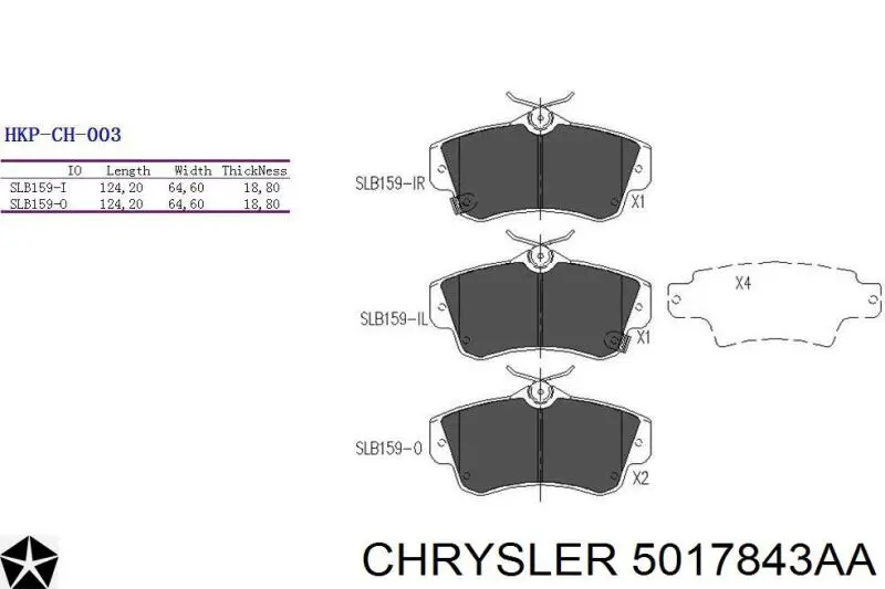 5017843aa Chrysler pastillas de freno delanteras