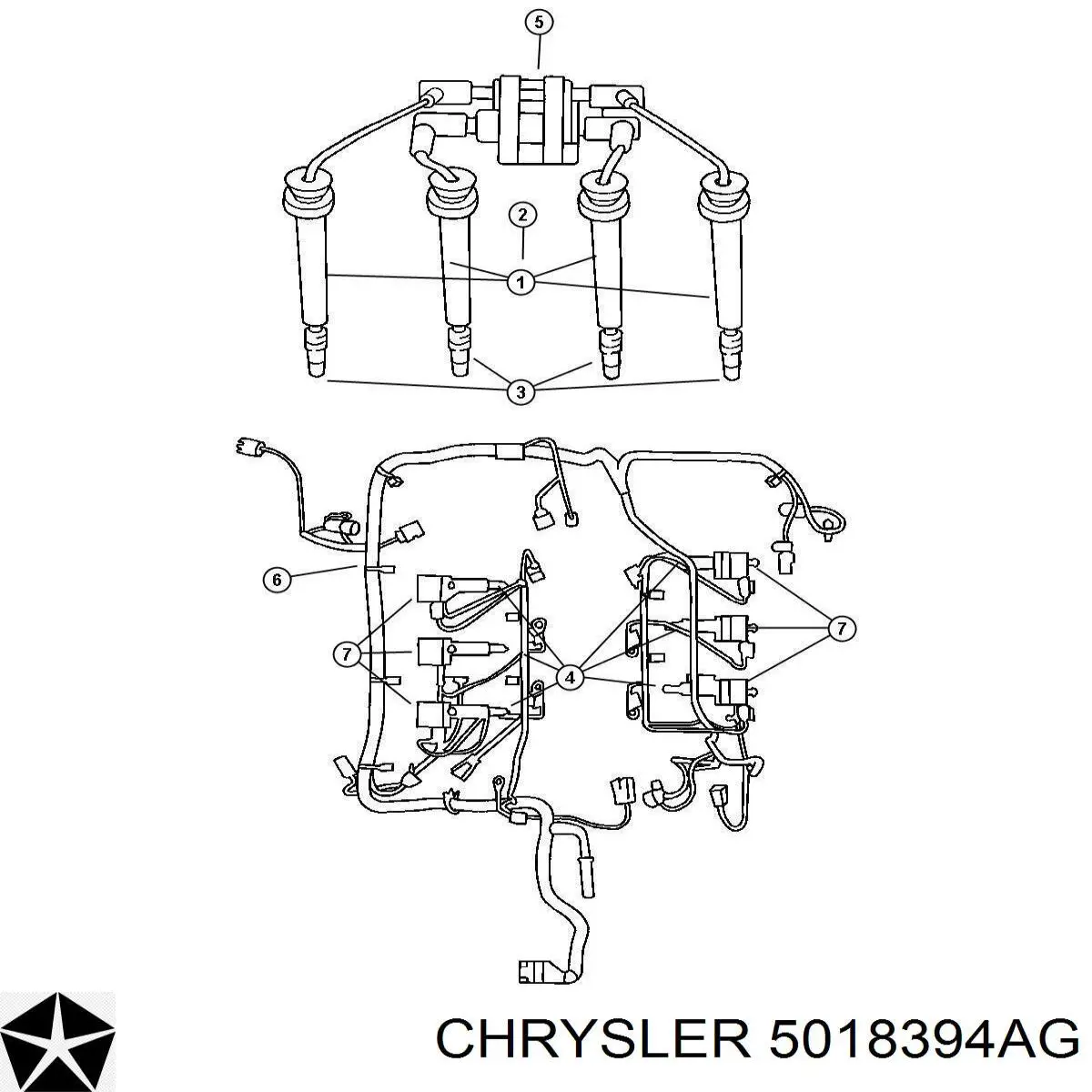 5018394AG Chrysler cable de encendido central