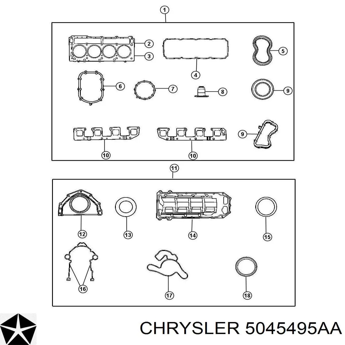 5045495AA Chrysler junta, colector de escape, izquierda