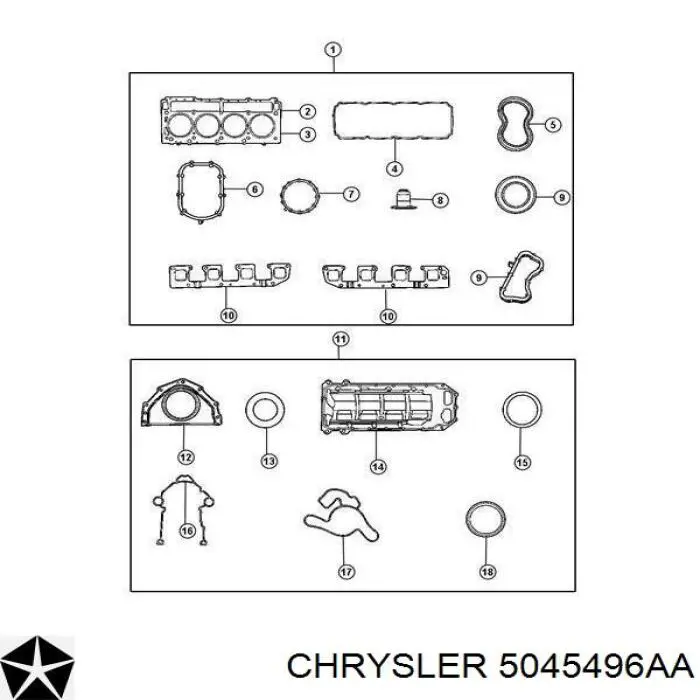 5045496AA Chrysler junta, colector de escape, derecha