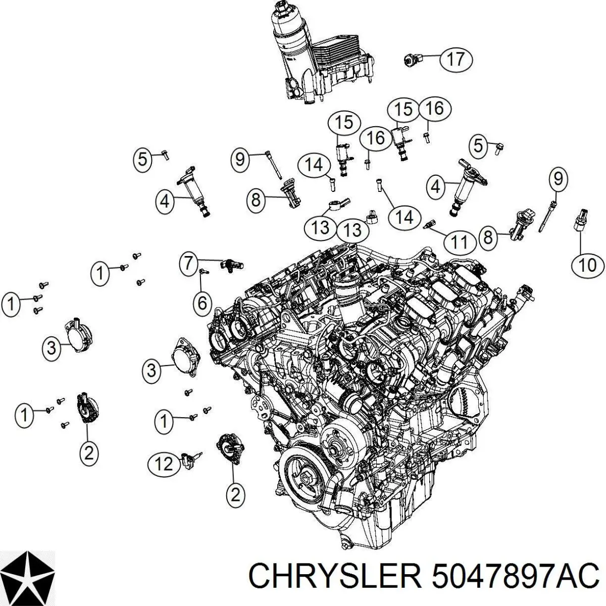 Válvula de control del árbol de levas 5047897AC Chrysler