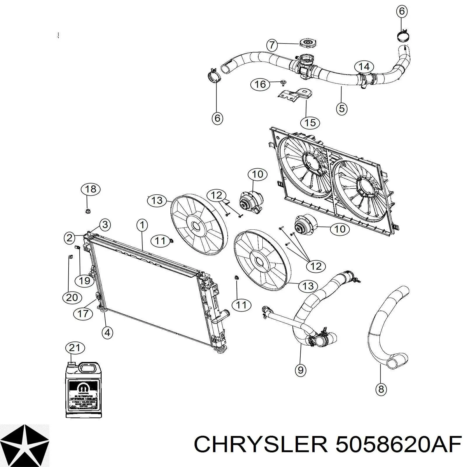 K05058620AF Fiat/Alfa/Lancia tubería de radiador arriba