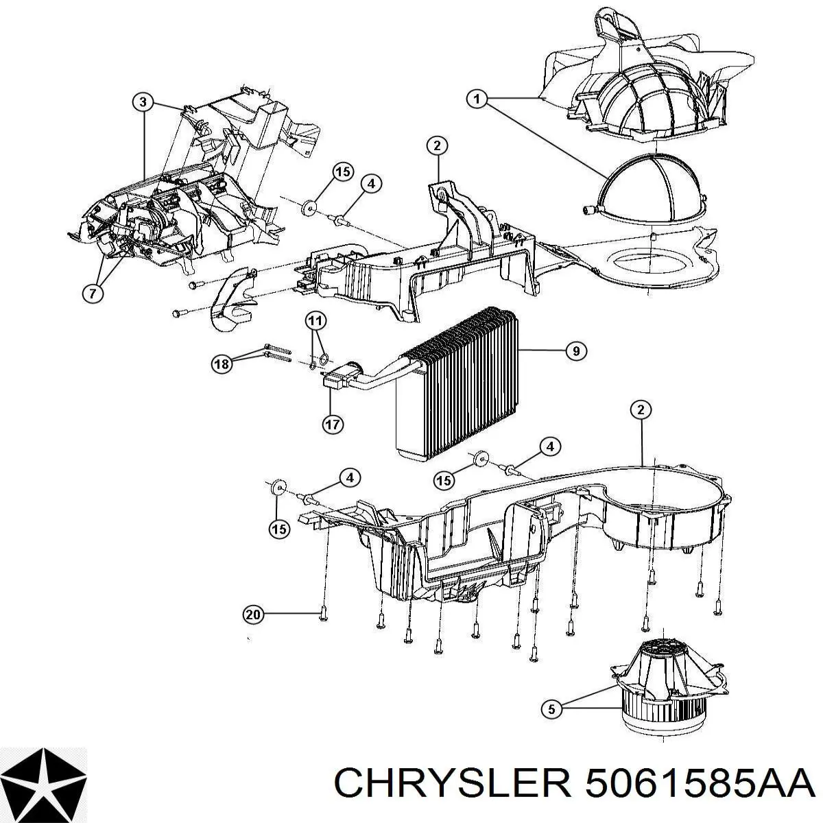 5061585AA Chrysler evaporador, aire acondicionado