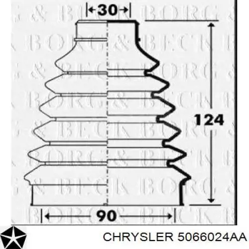 5066024AA Chrysler fuelle, árbol de transmisión delantero interior