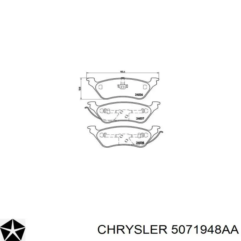 Comprar 5071948AA Chrysler Pastillas de freno traseras