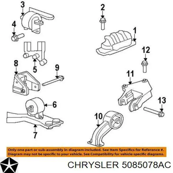 5085078AC Chrysler montaje de transmision (montaje de caja de cambios)