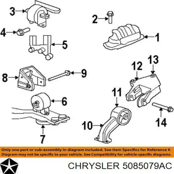 Soportes de motor trasero Chrysler 5085079AC precio, desde 50,26 EUR