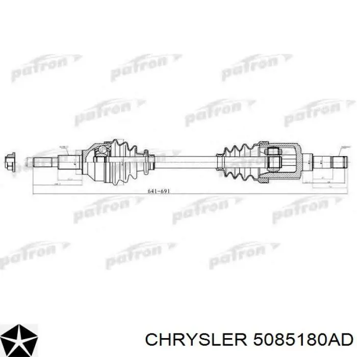 5085180AD Chrysler árbol de transmisión delantero izquierdo