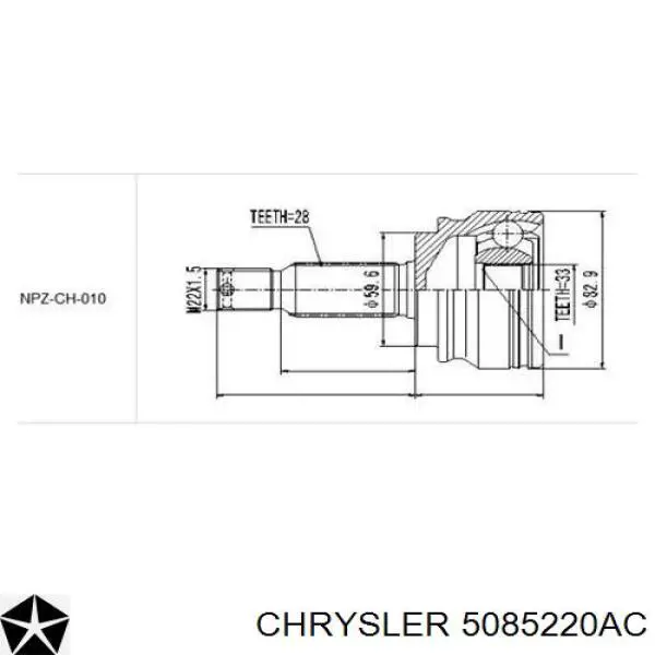 5085220AC Chrysler Semieje delantero izquierdo