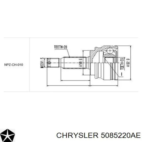 5085220AE Chrysler Semieje delantero izquierdo