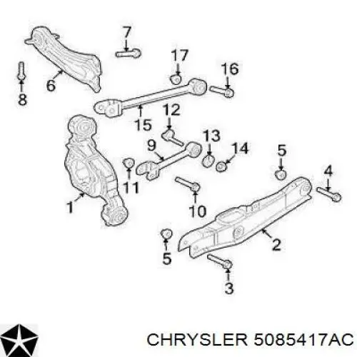 Brazo transversal de suspensión trasera Chrysler 5085417AC precio, desde 26,25 EUR