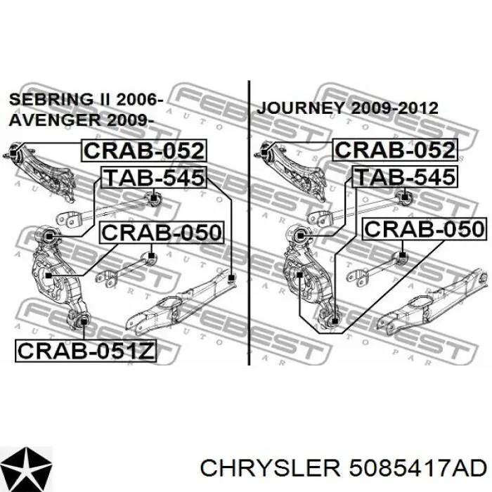 5085417AD Chrysler brazo de suspension trasera