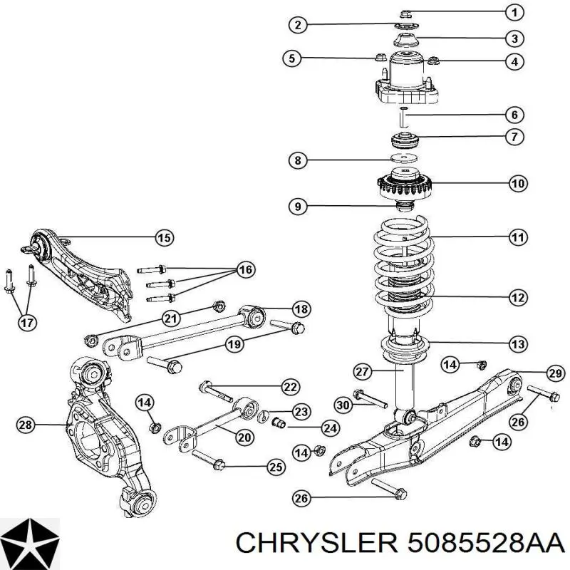 5085528AA Chrysler caja de muelle, eje trasero, inferior