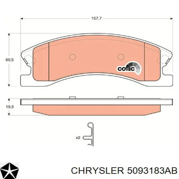 5093183AB Chrysler pastillas de freno delanteras