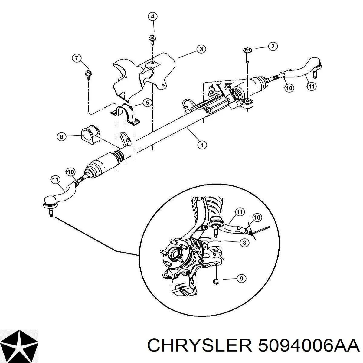 5094006AA Chrysler rótula barra de acoplamiento exterior