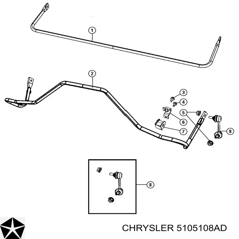 Buje de barra estabilizadora trasera Chrysler 5105108AD precio, desde 5,87 EUR