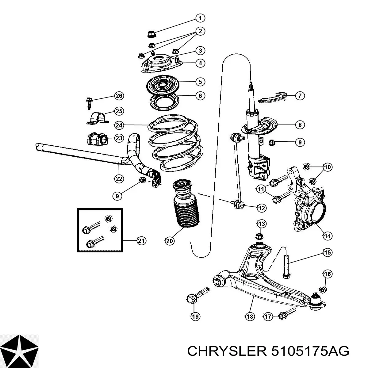 Comprar 5105175AF Chrysler Amortiguador delantero izquierdo