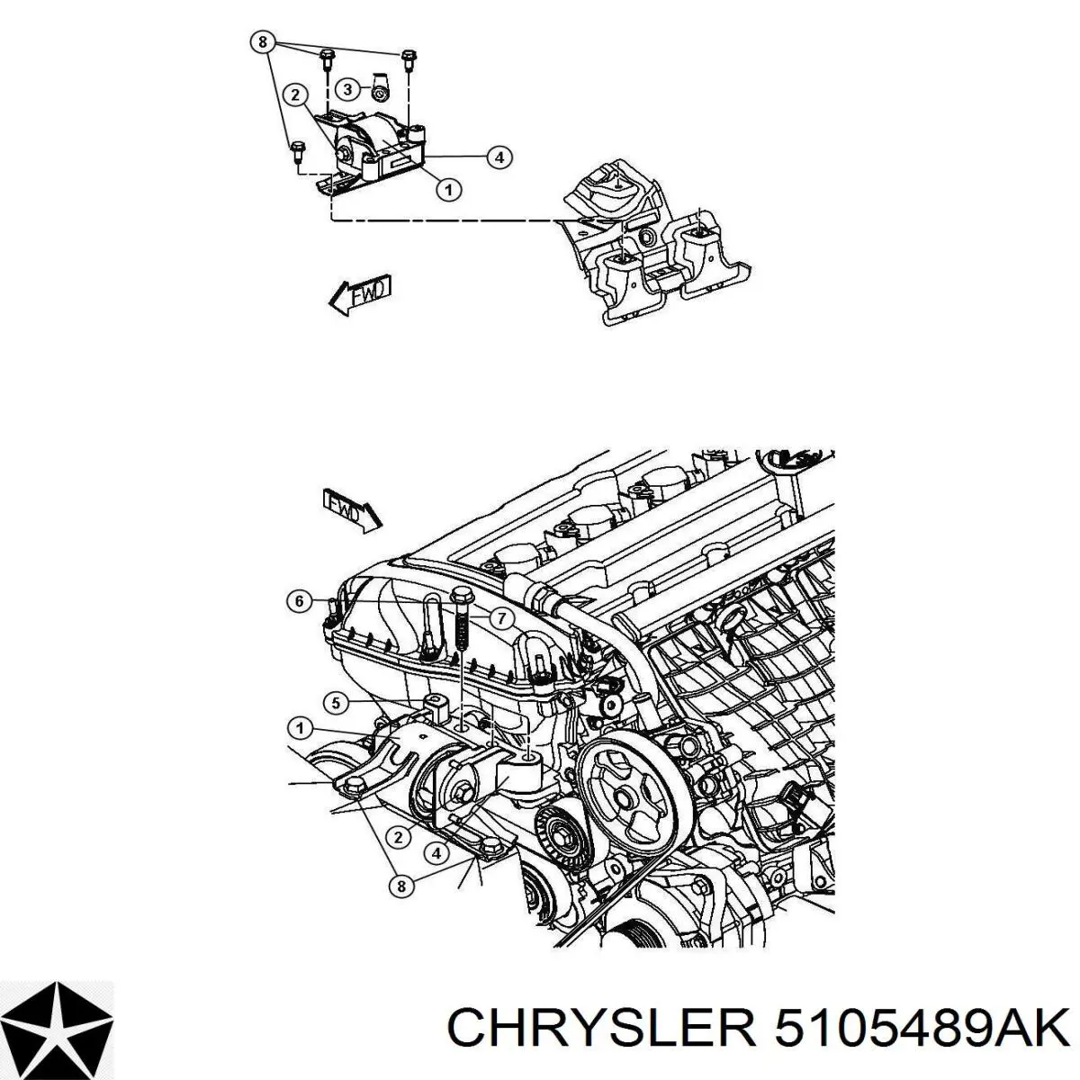 Soporte de motor derecho Chrysler 5105489AK precio, desde 36,91 EUR