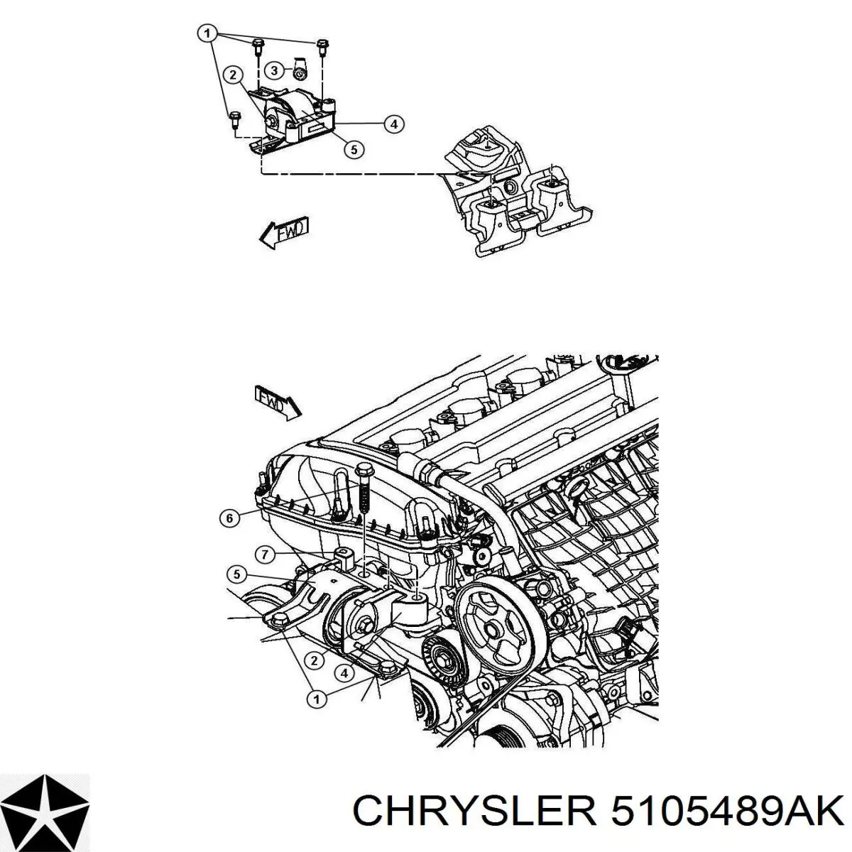 5105489AK Chrysler soporte de motor derecho