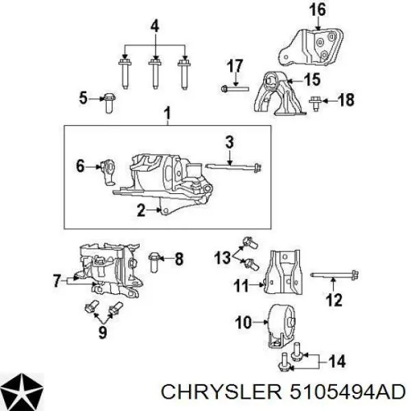 5105494AD Chrysler montaje de transmision (montaje de caja de cambios)