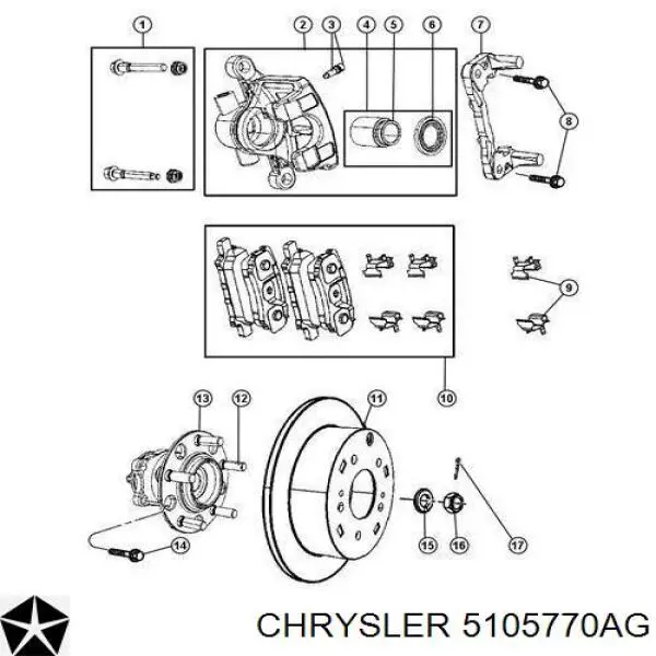 Comprar 5105770AG Chrysler Cubo de rueda, Eje trasero