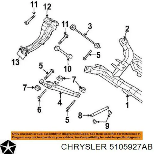 5105927AB Chrysler mangueta trasera izquierda (suspension)